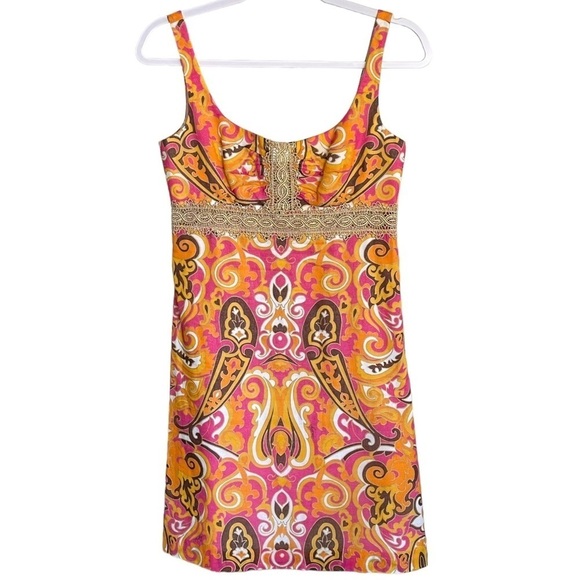 Milly of New York Paisley Print Scoop Neck Sleeveless Mini Dress Size 2 - Picture 3 of 13